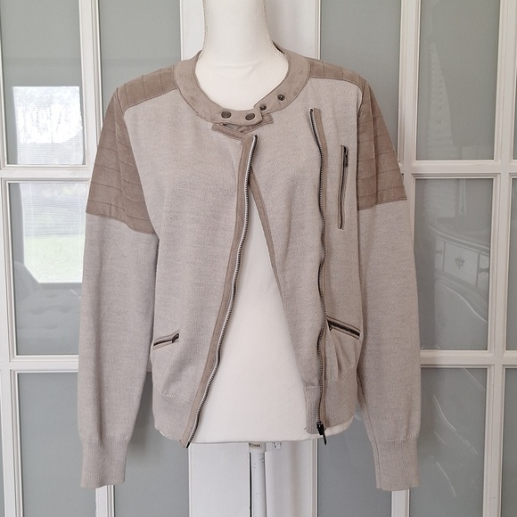 Banana Republic Suede Moto Sweater Jacket - Picture 2 of 16